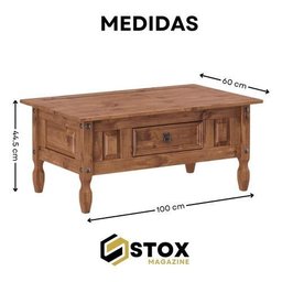 Mesa de Centro Carvalho Madeira Maciça 1 Gaveta:carvalho - 3