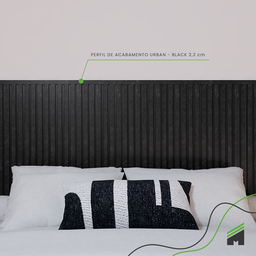 Perfil de Acabamento 2,5m Linear Painel Ripado Laminado de Eva Cor Black Linha Urban - 2