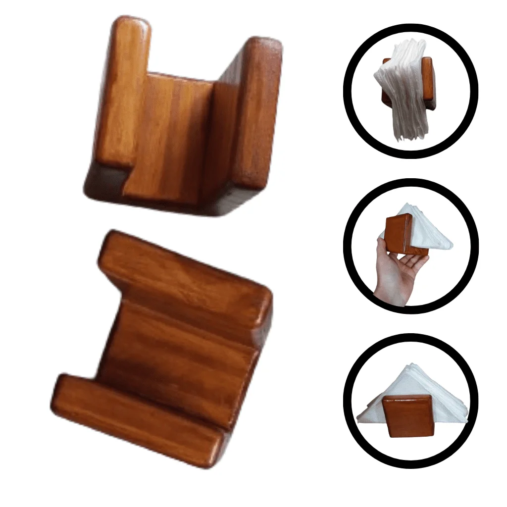 Porta Guardanapo Suporte Papel em Madeira para Mesa e Balcão - 4