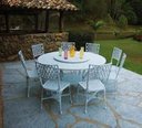 Ver imagem 1 de Conjunto de Mesa para Jardim Bambu com Mesa de 1,50 m com Giro e 8 Cadeiras em Alumínio Fundido Unif