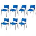 Ver imagem 1 de Cadeira Iso Base Cinza Escola, Escritório Azul Kit 7 Un