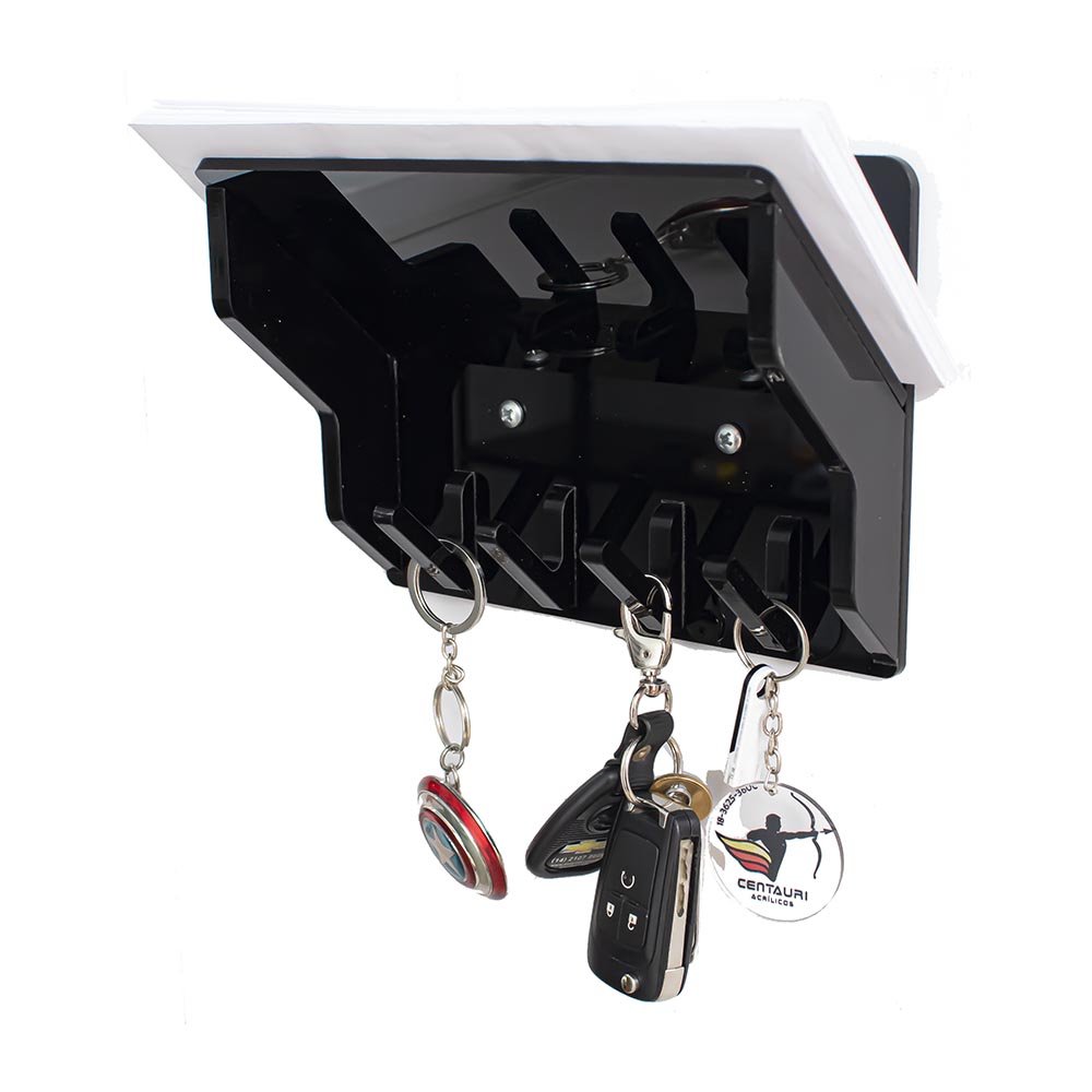 Porta Chaves E Organizador de Parede Acrílico Preto Premium Centauri Acrílicos PCO-B - 3