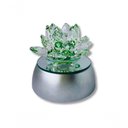 Ver imagem 1 de Enfeite Escultura de Vidro Flor de Lotus de 13cm com Base Espelhada Led Rgb Enfeite de Cristal Verde