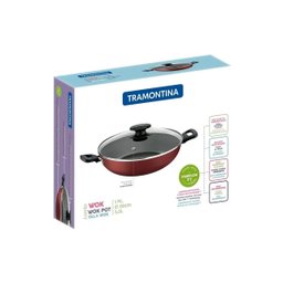 Panela Wok de Aluminio 28cm Loreto Vermelho Tramontina - 4