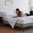 Ver imagem 3 de Base Cama Casal Luuna Mérida, Madeira e Tecido Cinza 138cm X 188cm