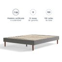 Ver imagem 2 de Base Cama Casal Luuna Mérida, Madeira e Tecido Cinza 138cm X 188cm