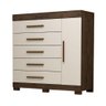 Cômoda 100%mdf com 5 Gavetas Sapateira 1 Porta Rayane Prime Acp Móveis Café/off White - 1