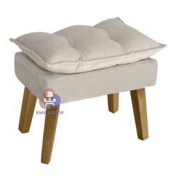 Poltrona/cadeira Decorativa e Puff Glamour com Pés Quadrado Bege - 3
