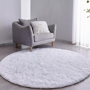 Tapete Sala Felpudo Peludo Branco Redondo 60 cm