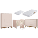 Ver imagem 1 de Quarto de Bebê Berço Evolution + Guarda Roupa 4P + Cômoda Sp Elfe Rosa 02 Colchões