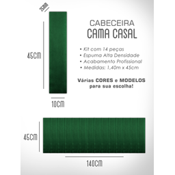 Kit 14 Cabeceiras Estofadas de Cama Box Comum Casal Modulada 1,40mx45cm - 9