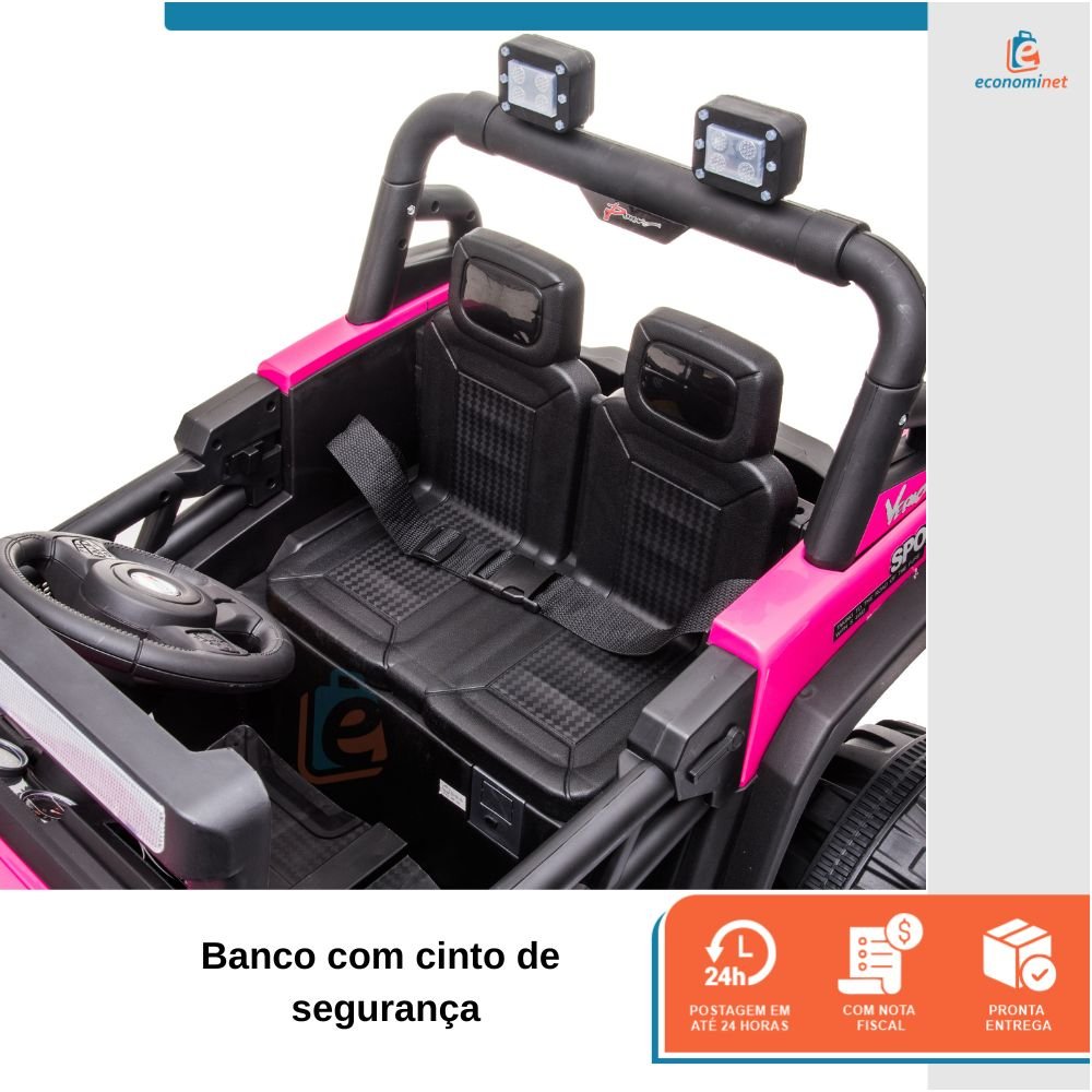 Carro Elétrico 12v Infantil Motorizado Mini Jipe Thor Baby Style Rosa - 4