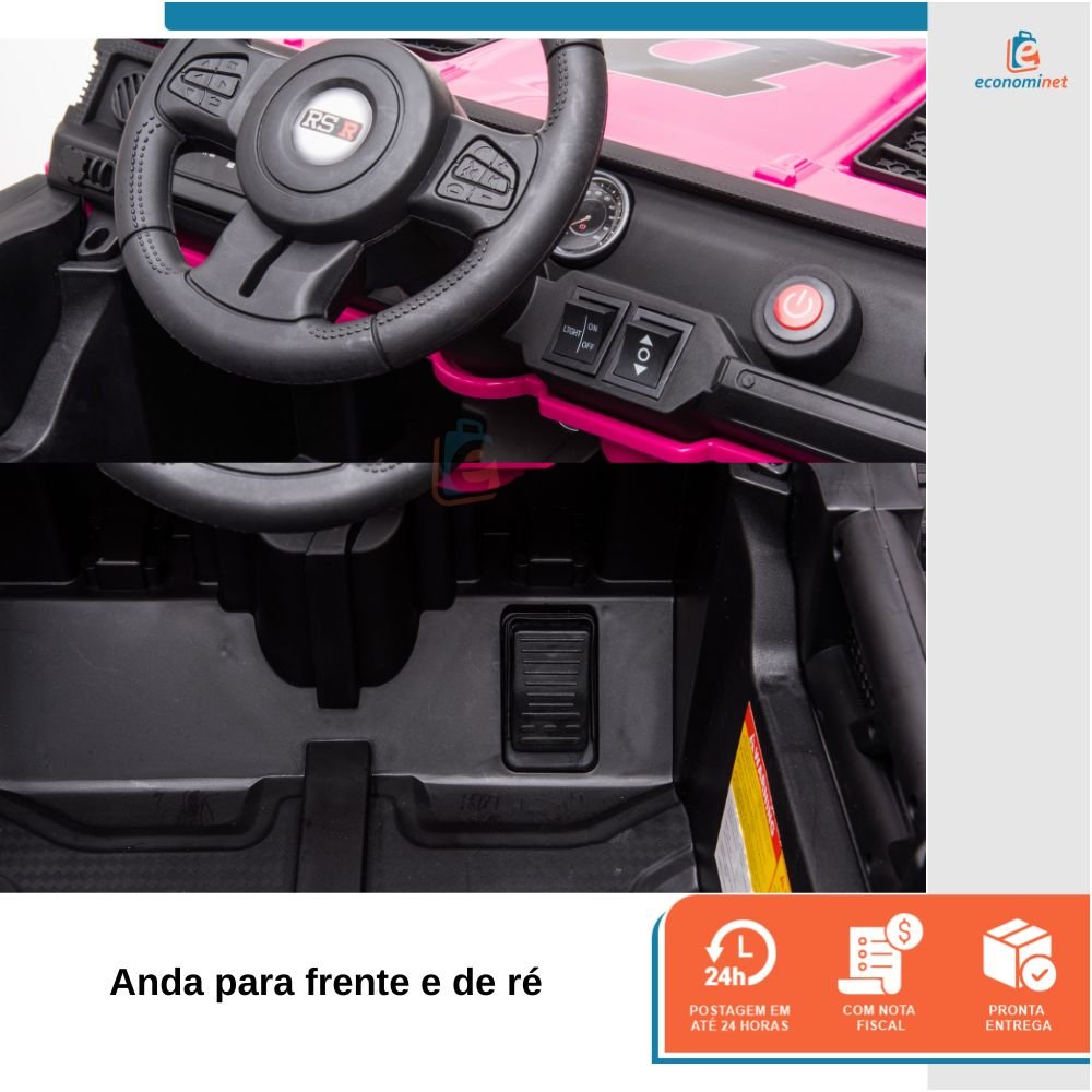 Carro Elétrico 12v Infantil Motorizado Mini Jipe Thor Baby Style Rosa - 2