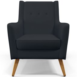 Poltrona Decorativa com Pés de Madeira Taroba D02 Linho Chumbo C-465 - Lyam Decor - 3