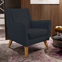 Ver imagem 2 de Poltrona Decorativa com Pés de Madeira Taroba D02 Linho Chumbo C-465 - Lyam Decor