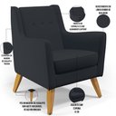 Ver imagem 4 de Poltrona Decorativa com Pés de Madeira Taroba D02 Linho Chumbo C-465 - Lyam Decor
