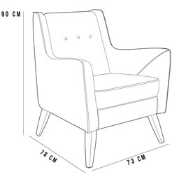 Poltrona Decorativa com Pés de Madeira Taroba D02 Linho Chumbo C-465 - Lyam Decor - 5