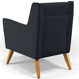 Poltrona Decorativa com Pés de Madeira Taroba D02 Linho Chumbo C-465 - Lyam Decor - 6