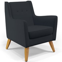 Poltrona Decorativa com Pés de Madeira Taroba D02 Linho Chumbo C-465 - Lyam Decor - 1