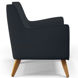 Poltrona Decorativa com Pés de Madeira Taroba D02 Linho Chumbo C-465 - Lyam Decor - 7