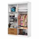 Ver imagem 3 de Guarda-roupa Solteiro Genova 4 Portas 2 Gavetas Branco/cinamomo - Carioca Móveis