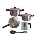 Ver imagem 1 de Jogo de Panelas/frigideira Aluminio Reforçado Polido 5 Pçs