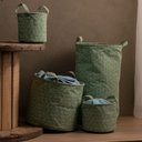 Ver imagem 2 de Cesto organizador de poliéster redondo chevron verde 33x28cm