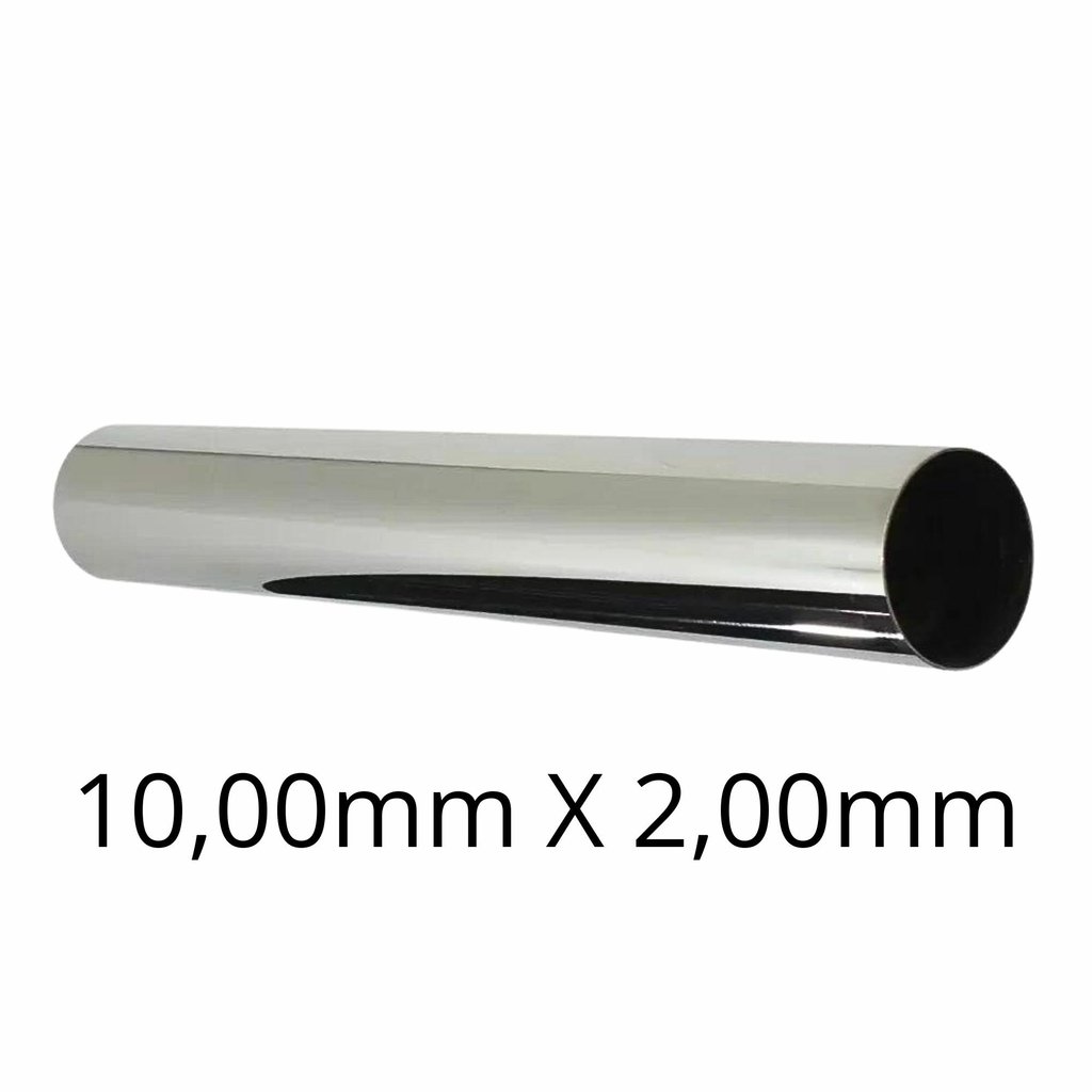 Tubo Inox - 10,00mm X 2,00mm - Polido - 304/l - C/c - 2 Metros