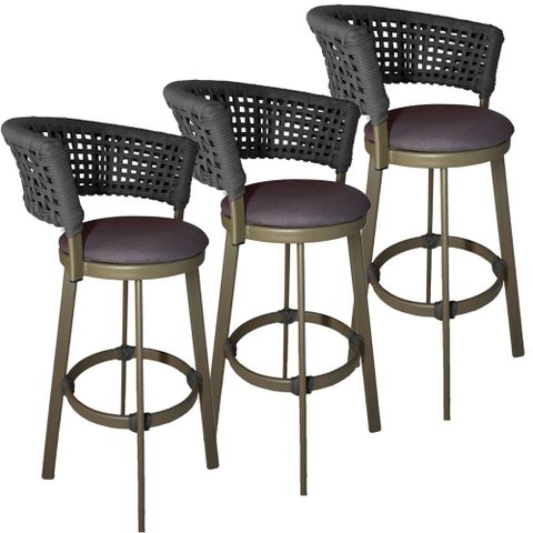 3 Banqueta Giratória em Alumínio Balcão Jardim, Edícula Balcão, Edícula, Cozinha Trama Original