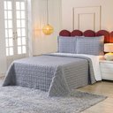 Ver imagem 3 de Kit Cobre Leito Rubine Casal Bordado Micropercal 400 Fios Colcha Liso 3 Peças Cinza