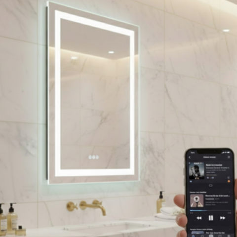 Espelho Iluminado 60x80 Led 3 cores Inteligente  Touch Screem Bluetooth Som Toca Musica