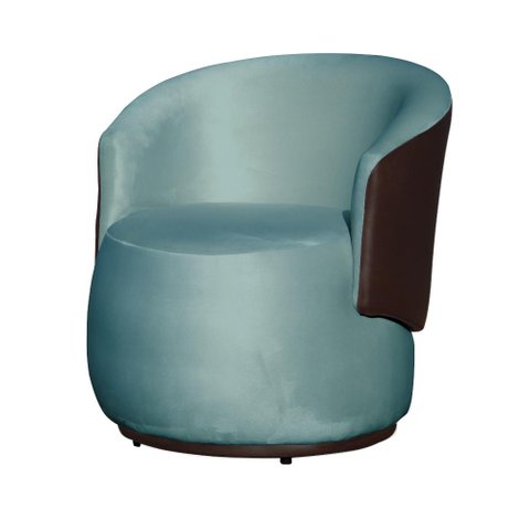 Poltrona Organica Recepção para Sala Aisha Corano Marrom e Veludo Azul Turquesa - Incasa Decor