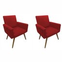 Ver imagem 1 de Conjunto 2 Poltronas Decorativas Para Sala Nina Pés Palito Suede Vermelho Van Decor