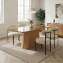 Ver imagem 1 de Mesa Jantar Vidro 160cm Kit 6 Cadeiras Aço Preto Napoli Bege H02 - D'Rossi
