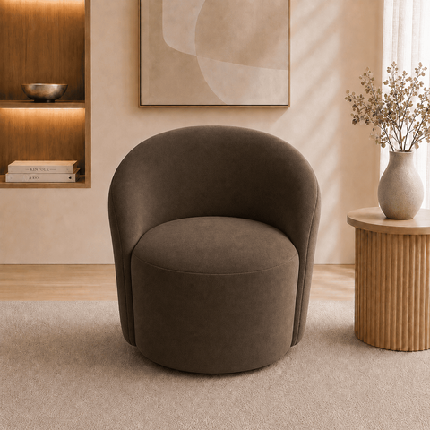 Poltrona Decorativa Yara Base Giratória Suede Sala Estar Quarto Recepção Confortável