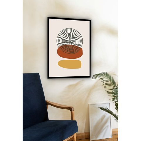 Quadro Decorativo Abstrato Formas Espiral - 70x50cm:moldura Branca