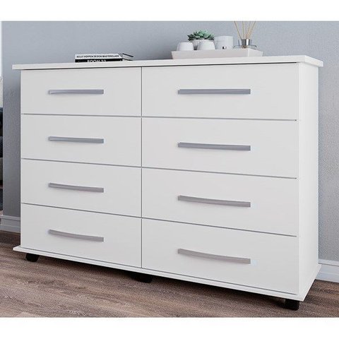 Cômoda Quarto Jade com 08 Gavetas e Rodízios