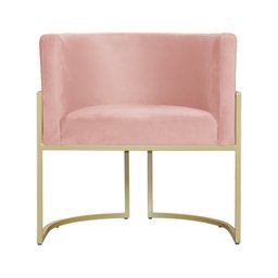 Poltrona Luana Decorativa Dourada - 7decormoveis Veludo Rosa - 3