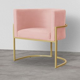 Poltrona Luana Decorativa Dourada - 7decormoveis Veludo Rosa - 2