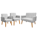 Ver imagem 2 de Conjunto Namoradeira + 2 Poltronas Decorativas Nina Resistente Bouclé:Cinza Claro