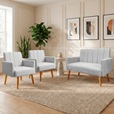 Ver imagem 1 de Conjunto Namoradeira + 2 Poltronas Decorativas Nina Resistente Bouclé:Cinza Claro