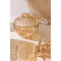 Açucareiro de Cristal Ecológico com Colher Imperial Âmbar 12cm X 11,5cm - Lyor - 4