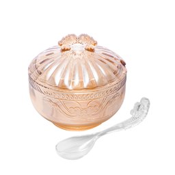 Açucareiro de Cristal Ecológico com Colher Imperial Âmbar 12cm X 11,5cm - Lyor - 1