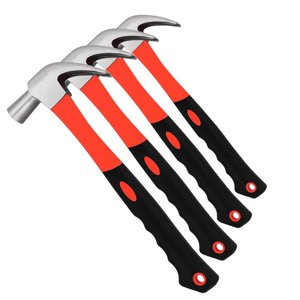Kit com 4 Martelos Manual Tipo Unha Profissional 340g e 27cm Cabo de Fibra Emborrachado
