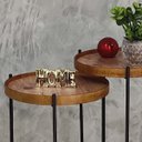 Ver imagem 3 de Conjunto Mesa Apoio Lateral Sala Estar Canto Sofá Redonda Rustico Pequena Recepção Madecor Mesa late