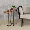 Ver imagem 2 de Conjunto Mesa Apoio Lateral Sala Estar Canto Sofá Redonda Rustico Pequena Recepção Madecor Mesa late