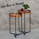 Ver imagem 4 de Conjunto Mesa Apoio Lateral Sala Estar Canto Sofá Redonda Rustico Pequena Recepção Madecor Mesa late