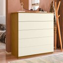 Ver imagem 1 de Cômoda para Quarto com 5 Gavetas Compacta 86,8CMX45CMX91,5cm Marrom/Freijó/Off White