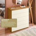 Ver imagem 6 de Cômoda para Quarto com 5 Gavetas Compacta 86,8CMX45CMX91,5cm Marrom/Freijó/Off White