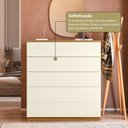 Ver mais imagens de Cômoda para Quarto com 5 Gavetas Compacta 86,8CMX45CMX91,5cm Marrom/Freijó/Off White
